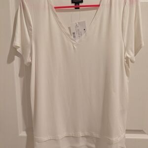 Women's White V-Neck Top